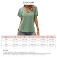 thumbnail image 4 of Camiseta informal holgada de Color puro con cuello en V y manga con volantes para mujer, 4 of 8