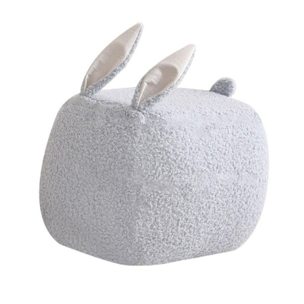 Reposapiés otomano con forma de conejito para niños, taburete de suelo otomano de 25 x 33 x 23 cm, madera maciza resistente Cielo azul
