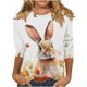 thumbnail image 1 of 3/4 Manga Casual Tops para las Mujeres Cuello Tripulación Pascua Impresión Suéter Camiseta Mujer 3/4 Manga Tops, 1 of 5