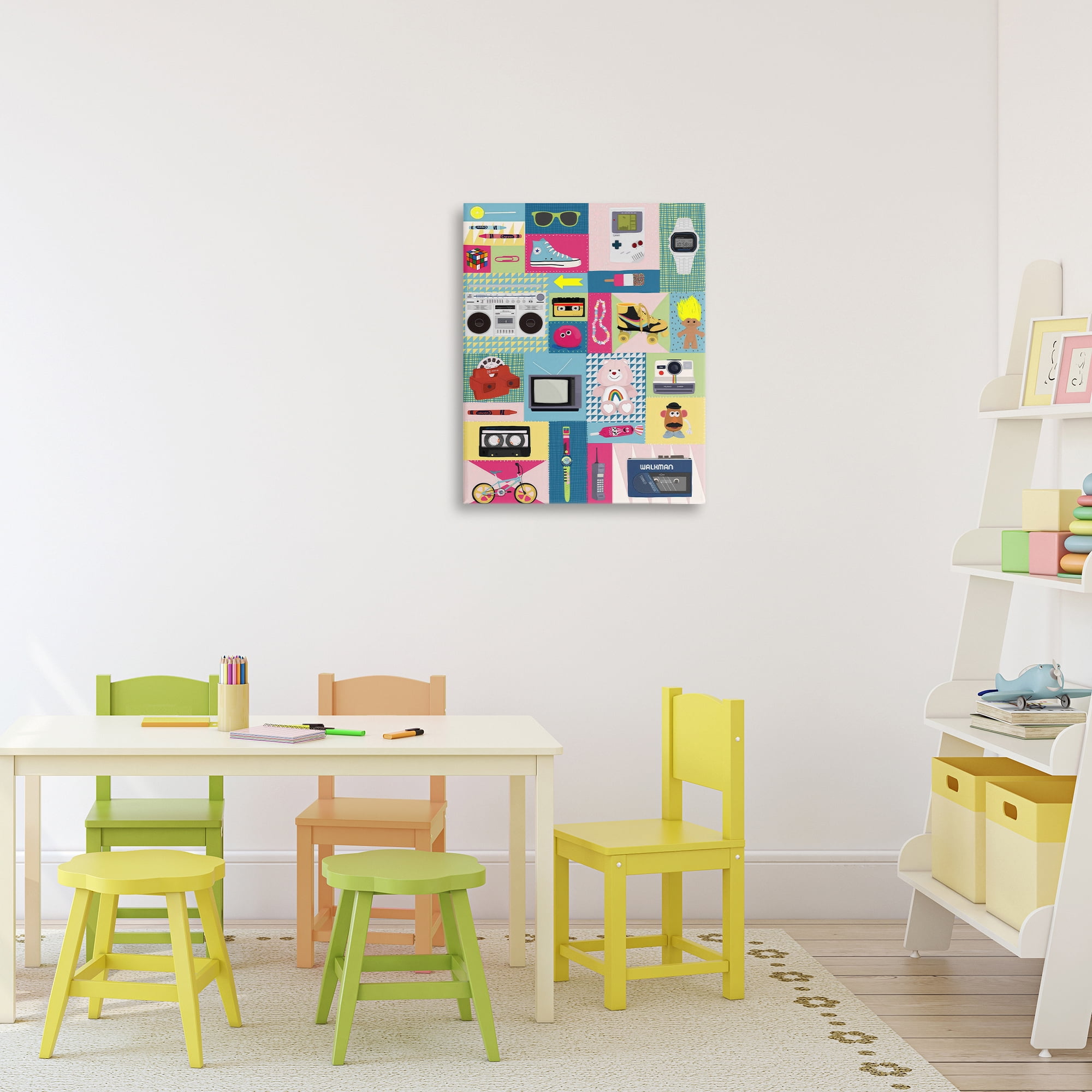 Stupell Industries Retro 80's Patchwork Collection Canvas Wall Art, design by Hanna Melin