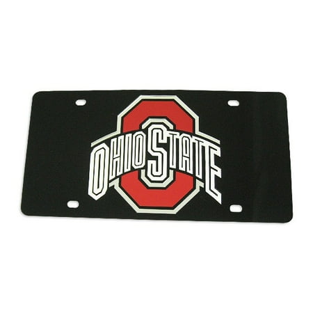 Ohio State Buckeyes Logo Black Laser License Plate Tag