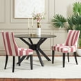 thumbnail image 4 of SAFAVIEH Lester Contemporary Polyester Linen Striped Dining Side Chair, Pink/White (Set of 2), 4 of 17