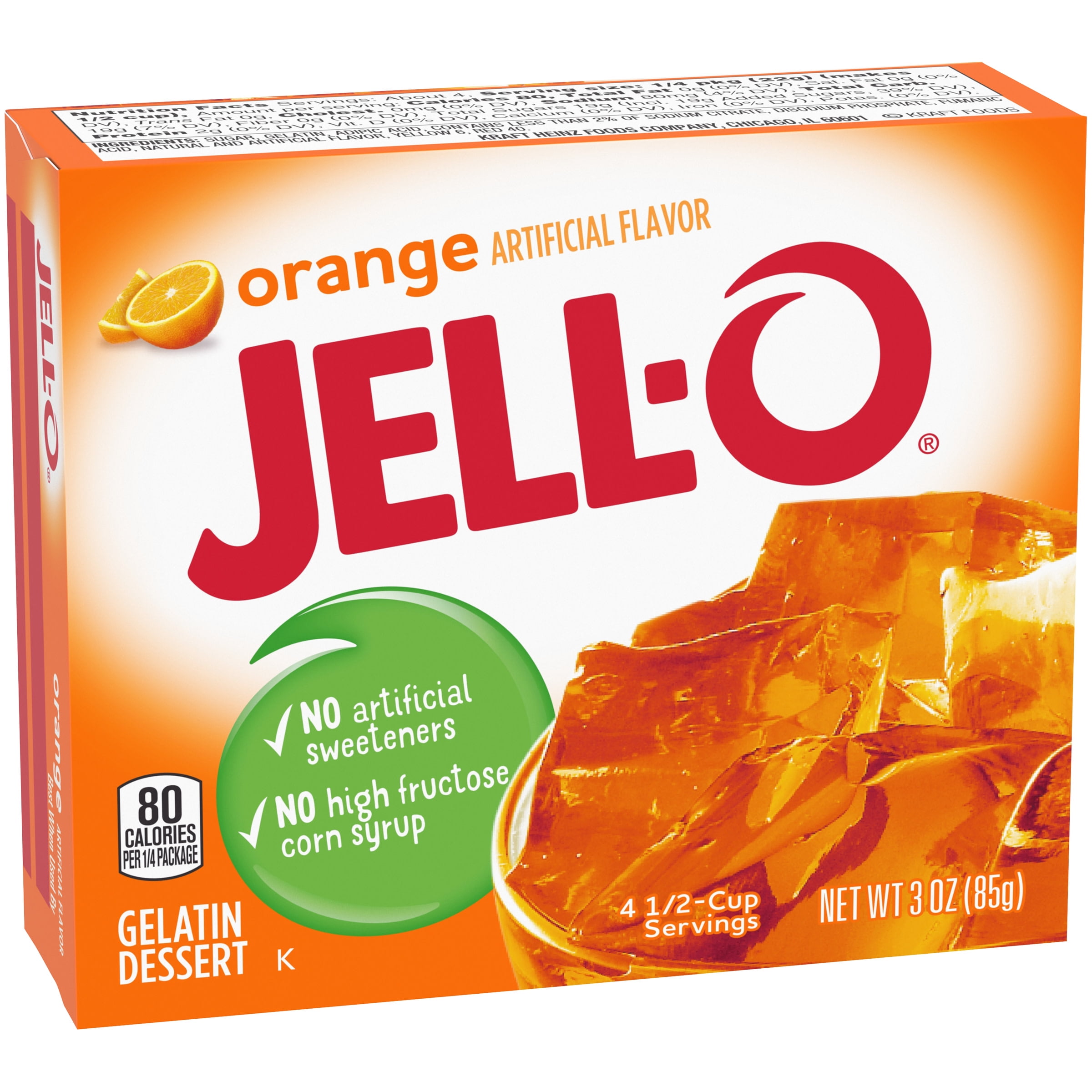 Jell O Orange Gelatin Dessert Mix 3 Oz Box Walmart Com Walmart Com