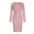 thumbnail image 2 of Women's Bodycon Dress, French Retro Style Long Sleeve Maxi Dress, Slim Fit Round Neck Polyester Dress for Casual, Party, Date, 2 of 5
