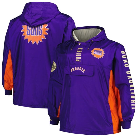 Men's Mitchell & Ness Purple Phoenix Suns Big & Tall Hardwood Classics Team OG 2.0 Anorak Hoodie Quarter-Zip Windbreaker