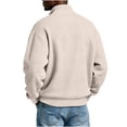 thumbnail image 5 of Fmbrln Mens Zip Up Sweatshirt Knit Long Sleeve Stand Collar Jacket Fall Winter Casual Solid Color Tops Khaki S, 5 of 6