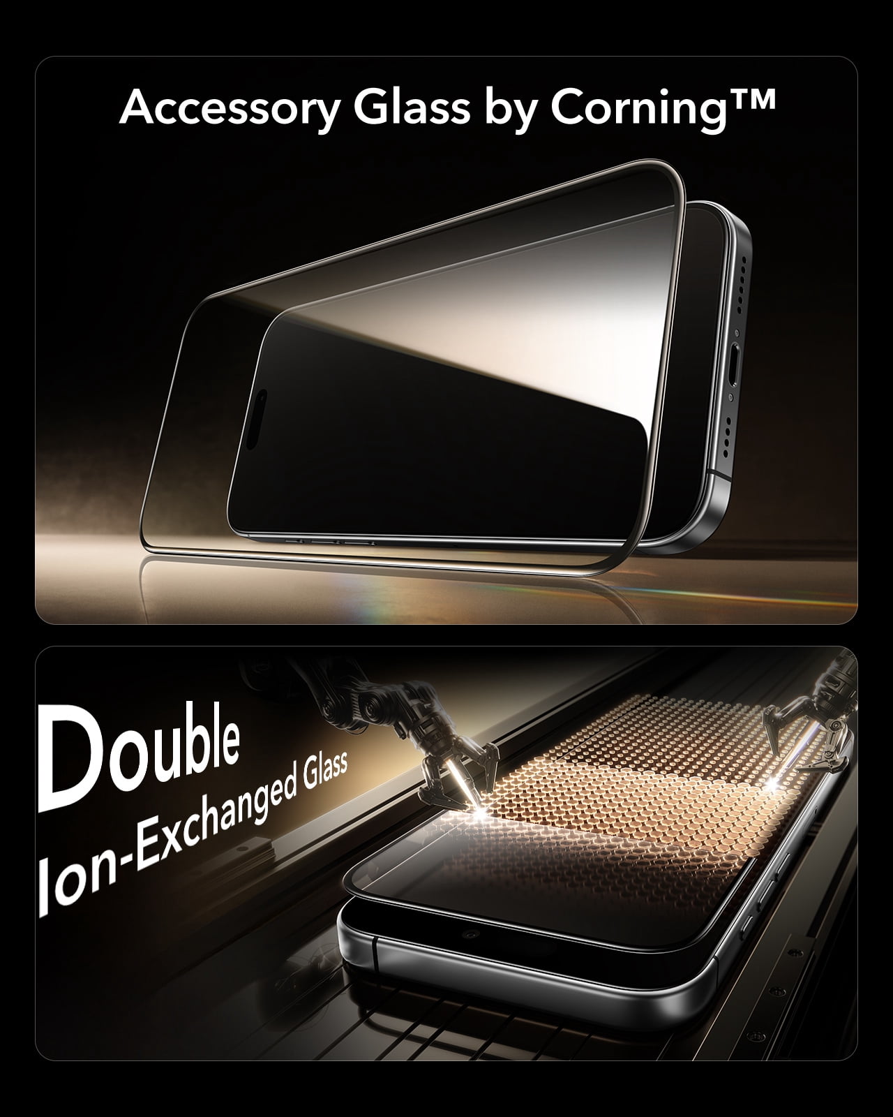 ESR Accessory Glass by Corning™ 3 Pack 9H+ Screen Protector Compatible with iPhone 17/iPhone 16 Pro, with AR Anti-Reflective Technology, Military Grade Shatterproof & Durable with UltraFit Tray