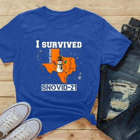 MIARHB I survived snovid-21 Snow Ice Outage and Cold Air Women Short Sleeve T-Shirt going out tops for women