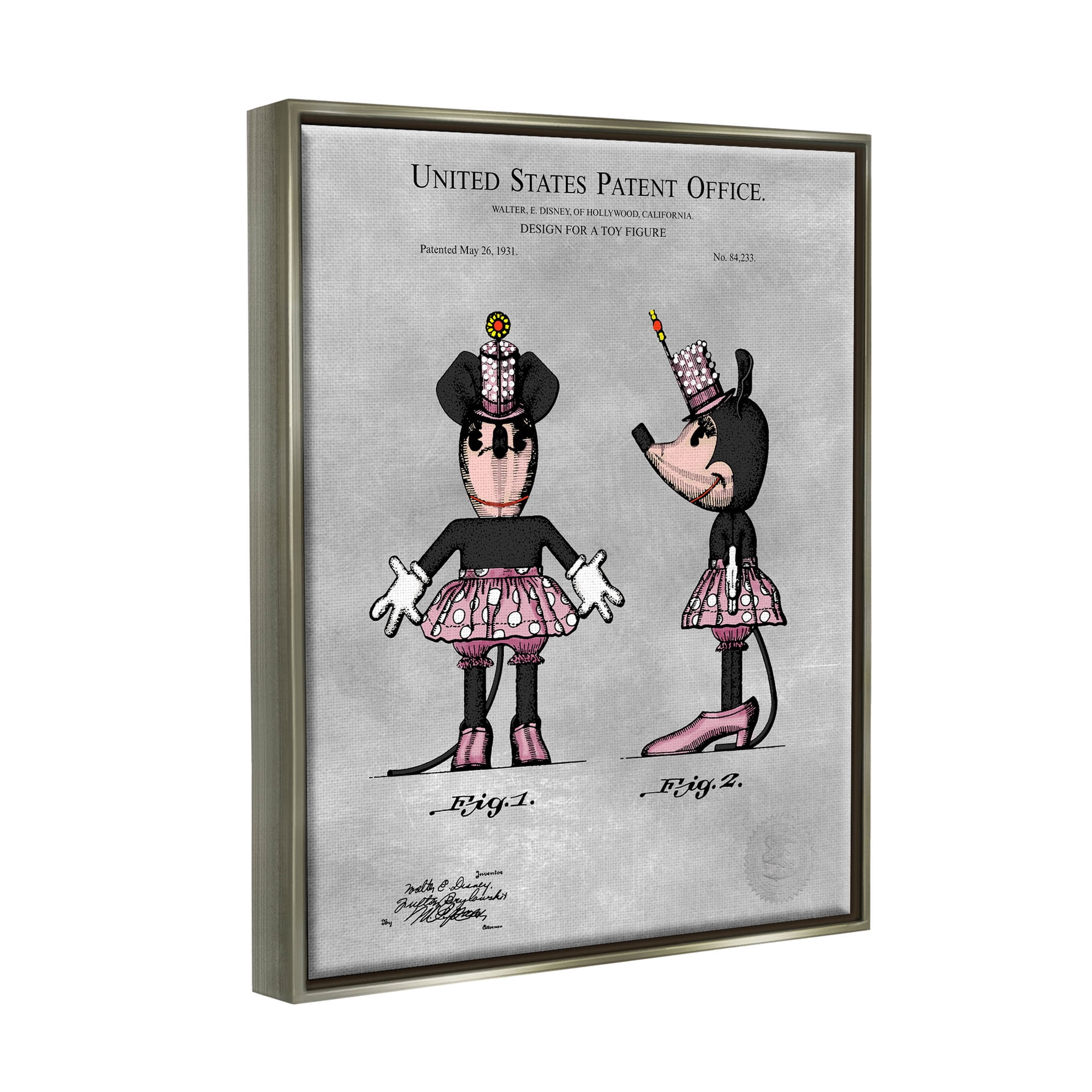 Stupell Industries Vintage Pink Mouse Diagram Graphic Art Luster Gray Floating Framed Canvas Print Wall Art, Design by Karl Hronek