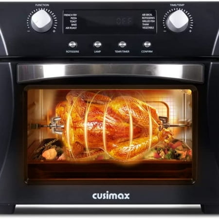 

CUSIMAX Air Fryer Oven 10-in-1 Convection Oven 24QT Air Fryer Combo Countertop Air Fryer Toaster Oven with Rotisserie & Dehydrator Rich Accessories Black