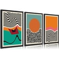thumbnail image 2 of 3pcs Boho Mid Century Modern Canvas Wall Art Abstract Color Block Geometric Posters Prints Colorful Simple Line Wall Decor Pictures for Living Room Bedroom Home Decoration Unframed, 2D Flat, Perfect, 2 of 4