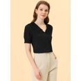 thumbnail image 2 of Allegra K Camisa Casual Con Botones En El Frente Y Cuello Plisado Para Mujer Negro XS Unique Bargains Camisa, 2 of 5