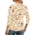 thumbnail image 4 of Cilsoka Blouses for Women Dressy Casual V Neck, Womens 3/4 Sleeve Summer Shirts 2026 Trendy Elbow Length Tops Floral Boho Blouses T Shirts Dressy Causal Clothes, Floral Print Tshirts, 4 of 5