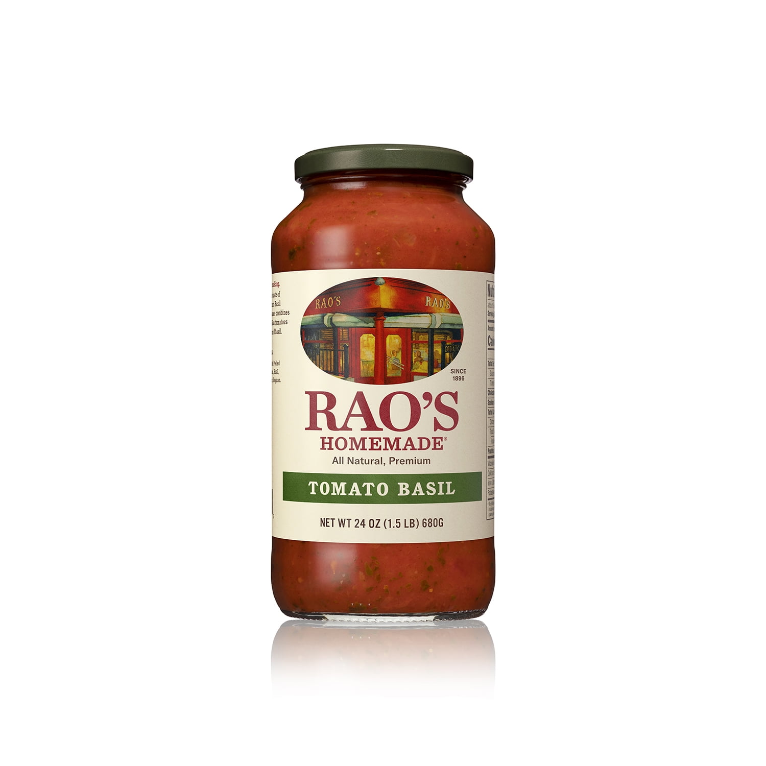 Rao's Homemade Tomato Sauce | Tomato Basil | 24 oz | Versatile Pasta Sauce | Carb Conscious, Keto Friendly | All Natural | Premium Quality | Made with Slow-Simmered Italian Tomatoes & Basil