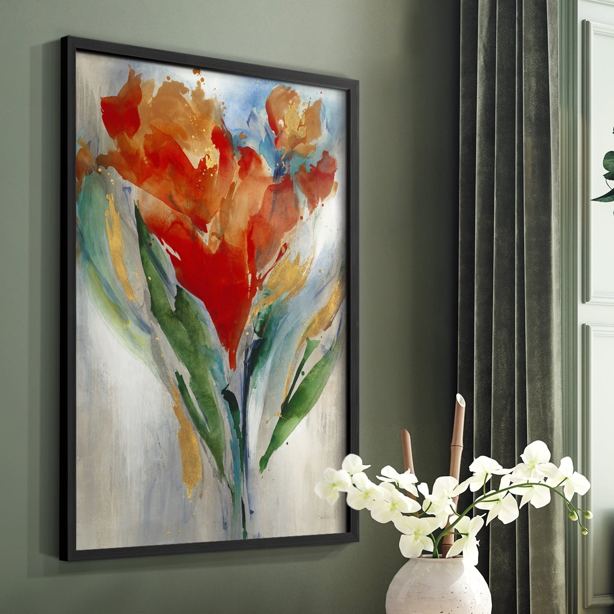 Wild Flower Bouquet Framed Print in Black Solid Wood 22 x 28 Framed Print