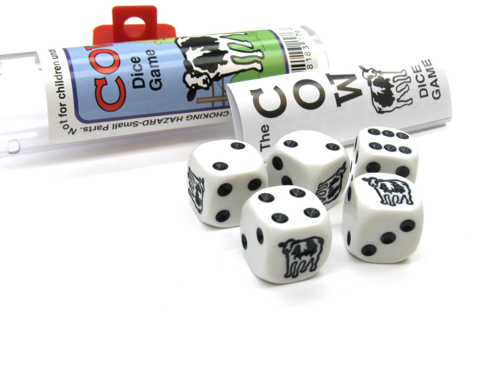 Koplow Games Black Cow Dice Game 5 Dice Set with Travel Tube and