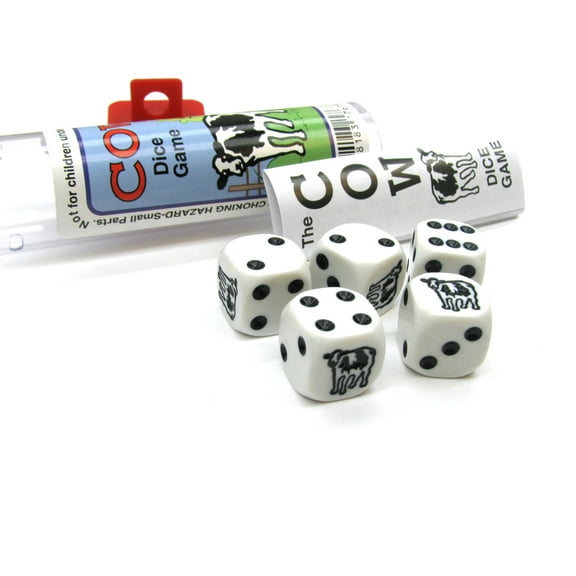 Koplow Games Black Cow Dice Game 5 Dice Set with Travel Tube and Instructions #17673