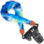 Wolven Soft Scarf Camera Neck Shoulder Strap Belt Compatible with Nikon/Canon/Sony/DSLR/SLR Camera etc Blue Galaxy