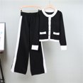 thumbnail image 1 of Georges Ensembles Deux Pièces pour Femmes Ensembles Décontractés pour Femmes Chandail à Manches Longues à Col Rond Hauts à Rayures Pantalons Longs Complets, 1 of 5