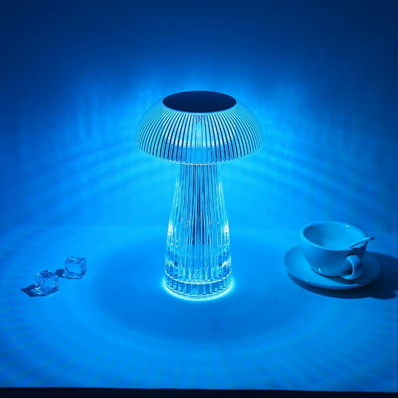 Crystal Mushroom Night Light Mushroom Night Mini Light LED Mushroom Lamp Decoration Light USB Charging Light Portable Bedroom Bedside Lamp for Office Bedroom (Transparent)
