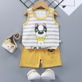 thumbnail image 3 of FAOWME Child Outfit Sets Toddler Baby Boy Summer Clothes Retro Embroidery Animals Shirts T Shirt + Elastic Shorts Sets Versatile O-Neck Dailywear, 3 of 3