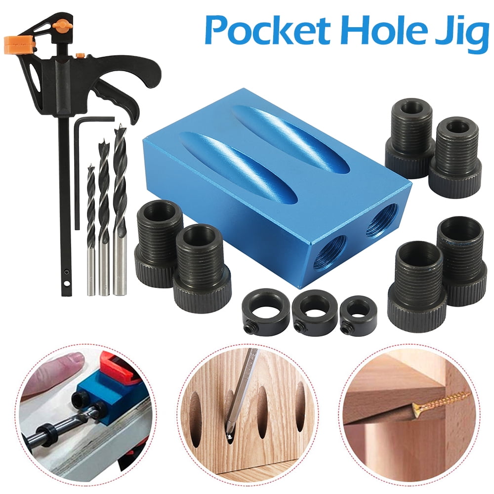 8/15pcs Pocket Hole Jig Kit Guide Oblique Drill Angle Blue Inclined Hole L6N5.* 