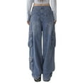 thumbnail image 6 of Liacowi Women Juniors Low Waist Jeans Wide Leg Baggy Cargo Jeans Vintage Grunge Denim Pants Trendy Streetwear, 6 of 9