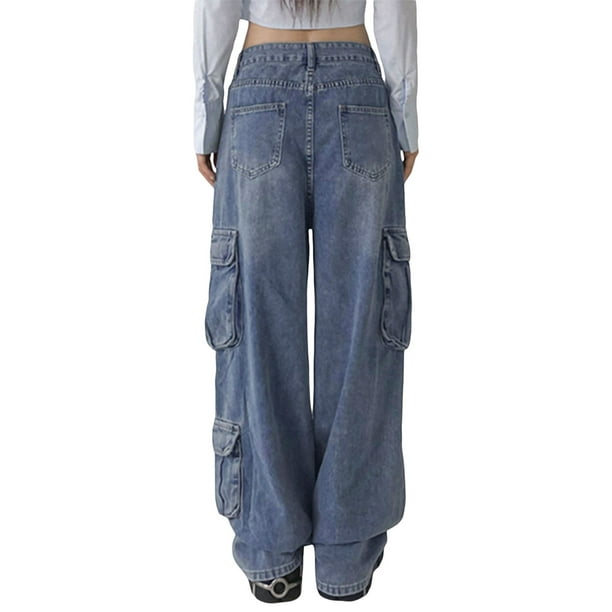 Womens Cargo Pants Relaxed Fit High Waisted Straight Leg Pants Casual  Outdoor Y2k Pants Streetwear with Multi Pocket 