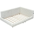 thumbnail image 2 of Ashion Uptown Wood Living Room Upholstered Full Size Platform Bed with USB Ports White and Pink, 2 of 7