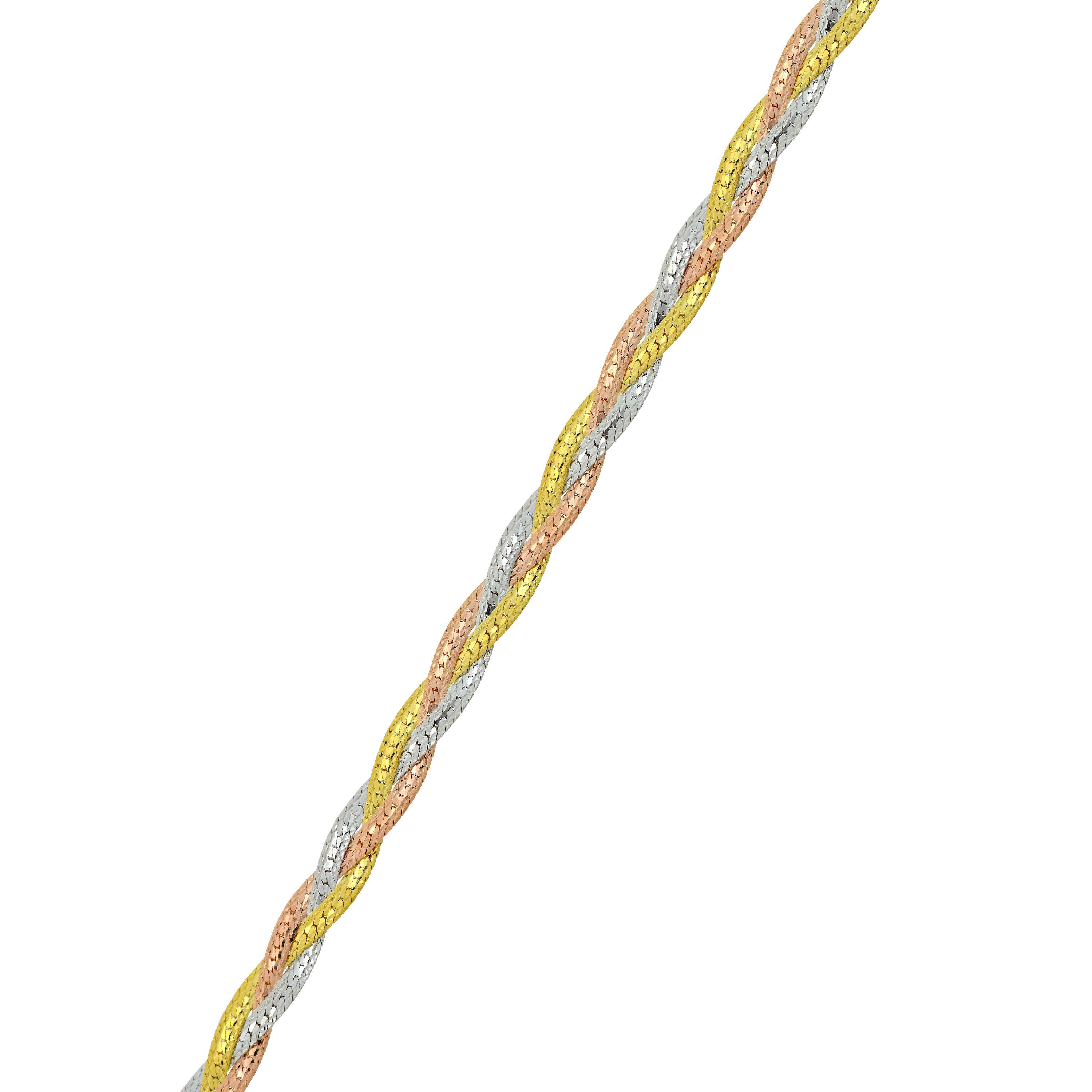 Brilliance Fine Jewelry 10K Tri-Tone YWR Gold Herringbone Chain Necklace, 18"