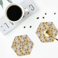 thumbnail image 5 of Pofeuu Music Dancing Cat Print Leather Coasters Set of 6, Round Cups Mugs Mat Pad for Home Kitchen Heat Resistant Drink Coasters,Hexagon, 5 of 7