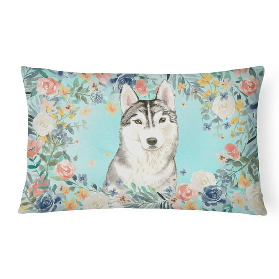 Carolines Treasures CK3408PW1216 Siberian Husky Canvas Fabric Decorative Pillow 12H x16W multicolor
