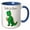 Blue/White, variant on 3drose, Funny Green Godzilla Monster Eating Vanilla Ice Cream Vazilla Pun, 11oz Magic Transforming Mug