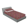 thumbnail image 2 of Ambesonne Ethnic Fitted Sheet & Pillow Sham Set, Leaves Eastern, Twinxl, Burgundy Green, 2 of 2