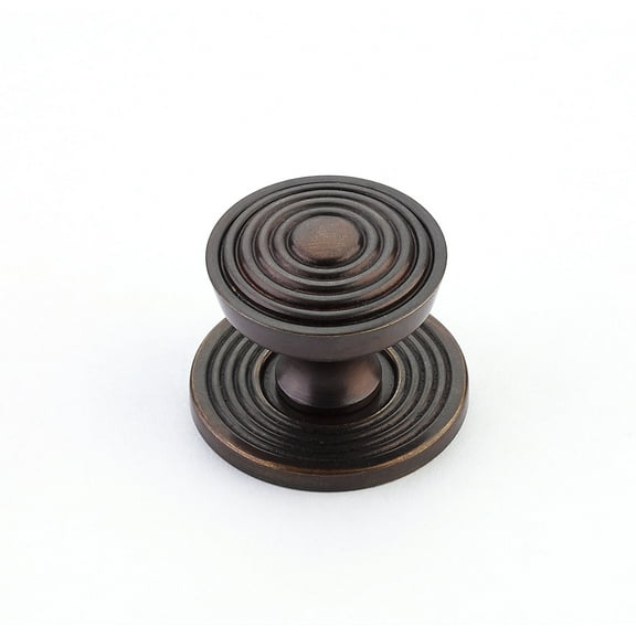 Schaub And Company 967M-DAB Sonata 1-1/8" Luxury Designer Ringed Round Solid Brass Cabinet