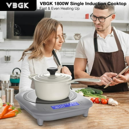 Induction Cooktop, 1800W Single Burner Induction Burner, Hot Plate with 5 Cooking Modes, Stove Top with 9 Temperature Levels, 4H Timer