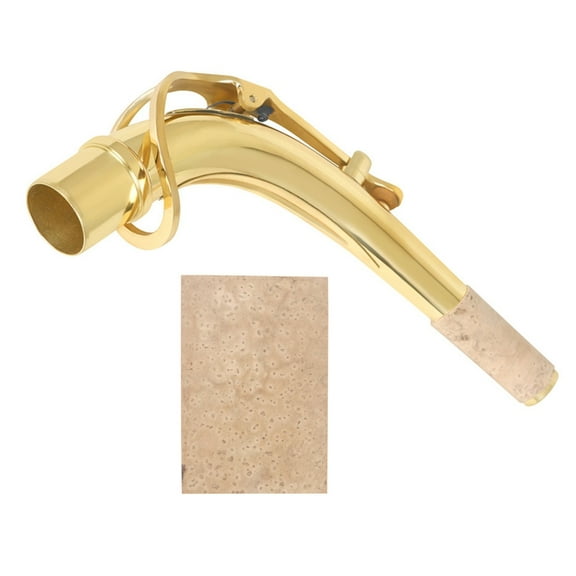 Saxophone Neck Brass Mouthpiece Curved Neck Replacement Brass Sax Bend Neck with Cork Sheet for Alto Saxophone