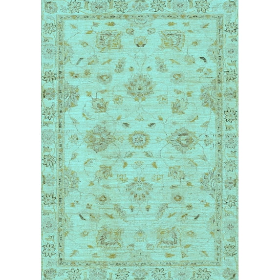 Ahgly Company Indoor Rectangle Abstract Light Blue Modern Area Rugs, 8' x 10'