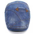 thumbnail image 2 of Gorra plana de mezclilla desgastada con doble flecha, boina para hombre y mujer, sombrero para el sol desgastado en azul claro, 2 of 3