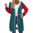 thumbnail image 2 of Yourumao Zip up Hoodie for Women Color Block Hooded Long Jackets Raglan Long Sleeve Jackets Soft Cozy Casual Fall Overcoats with Pockets, 2 of 6