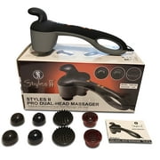 Styles II Pro Dual-Head Deep Tissue Percussion Body Massager with Heat & 4 Set Attachments - Relaxes Muscles, Relief Knots, Pain, Stiffness & Fatigue in Neck, Back - Helps to Unwind Peacefully.