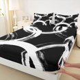 thumbnail image 3 of Homewish Graffiti Stripe Circular Queen Sheet Sets,Abstract Geometric Desgin Flat Sheet,Black White Queen Fitted Sheet For Boys Kids,Breathable Home Decor,4 Pieces, 3 of 7
