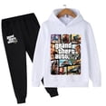 thumbnail image 2 of Conjunto de 2 piezas de sudaderas con capucha y pantalones largos de dibujos animados para niños, juego de Gta 5, ropa para niños de 4 a 14 años, chándal de otoño, 2 of 5