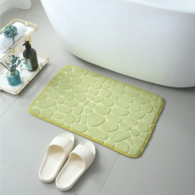 Matoen12 Embossed Polyester Thick Plush Floor Mats for Bedroom Living Room, Non-Slip Floor Rugs for Entrance Sofa side, Home Decor Solid Color Floor Doormat, 20"x32", 1 Pack, Green, Rectangle