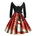 thumbnail image 5 of Drie Womens Christmas Dress Women's Christmas Dress Santa Print Collar Long Sleeve Holiday Dresses Vintage Xmas Dress with Bow-Knot Belt ,2XL, 5 of 5