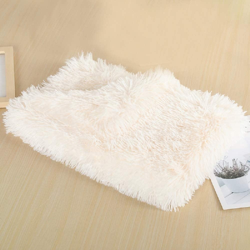 ShenMo Dog Blanket Fluffy Plush Dog Cat Blanket Soft and Warm Pet Blanket for Small Medium Large Dogs and Cats 100 x 75cm White