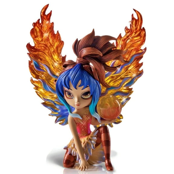 The Hamilton Collection Mystic Guardians of Nature Fairy Figurine Collection Blaze Guardian of Fire with Custom-Carved Crystalline Wings and Handcrafted Elemental Orbs by Jasmine Becket-Griffith 5.5"