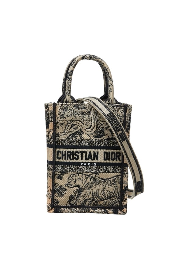 Pre-Owned Christian Dior Dior Book Tote Mini Handbag Shoulder Bag Phone 2-Way Beige Canvas...