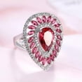 thumbnail image 2 of 8*13mm Rose Red Marquise Cut Water Drops CZ 925 Silver Womens Ring Sz 6 7 8 9 10, 2 of 5