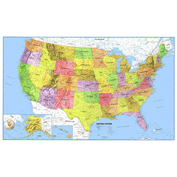 24x36 United States Usa Us Premier Wall Map Paper Folded Walmart